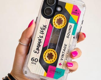 Retro Cassette Tape iPhone 17 Case – Custom Mixtape Phone Case, Personalized Music Tape Cover, 90s Aesthetic Clear iPhone Case