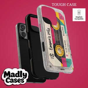 Personalized retro mixtape iPhone case inspired by 80s cassette tapes