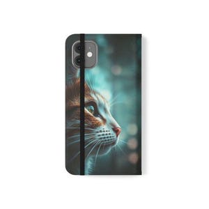 Personalized Cat Flip Wallet Phone Case | Cute Black Cat Design Design with Custom Name for iPhone & Samsung