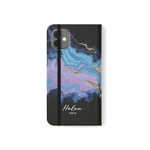 Marble Wallet Phone Case, Stylish & Protective Flip Phone Case. Design with Custom Name for iPhone and Samsung