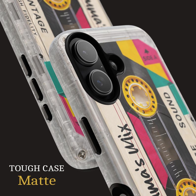 Custom mixtape cassette phone case with retro 90s aesthetic
