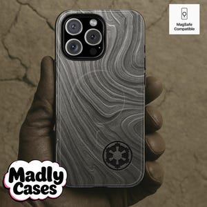 Metallic Beskar Imperial MagSafe Case – Star Wars-Inspired Silver Armor for iPhone 16 Pro Max, 15 Plus, 14, 13, Samsung S24, Pixel 9 8 7