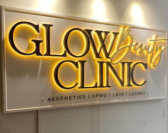 Salon Sign, Signboard, Back lit Sign, Business Logo, Sign For Business, Metal Letters For Wall, Personalized 3D Signs, Store front Sign