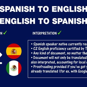 Spanish to English Translations and Proofreading