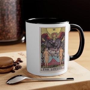 GLI AMANTI, Copia della tazza con i tarocchi dell'Audacia, tazza con l'Astrologia, tazza con i tarocchi dell'Audacia, tazza da strega, tazza con i tarocchi della strega, tazza con l'Audacia