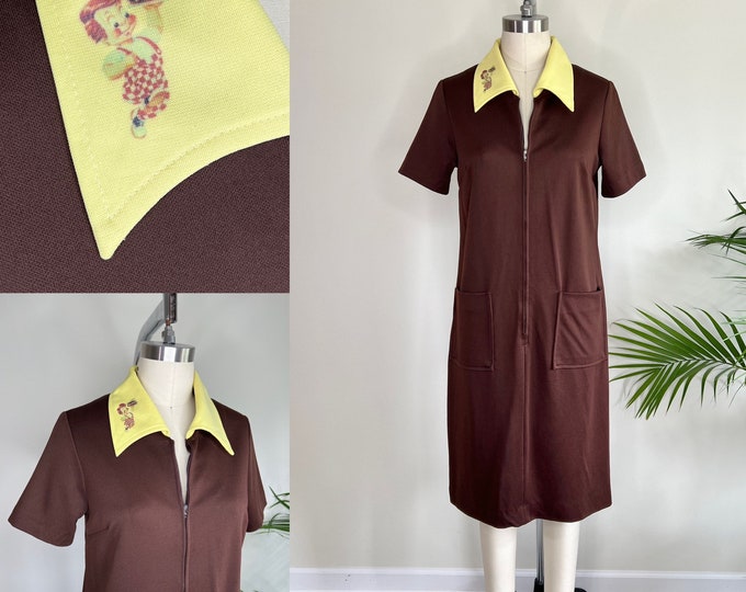1970s Bob's Big Boy Waitress Uniform Sz Medium // Pockets Collared