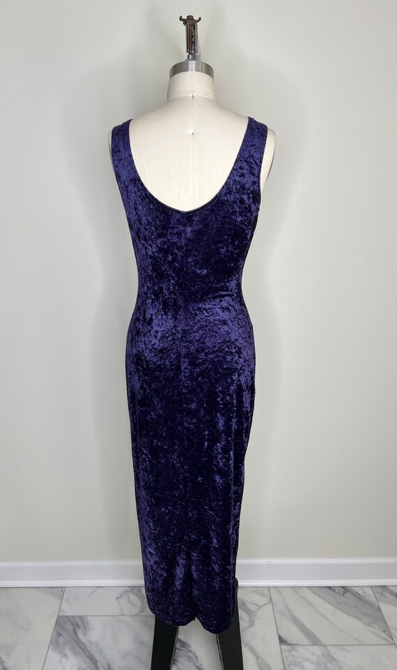 1990s Purple Velvet Gown Sz Small // Crushed Velv… - image 7