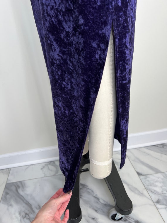 1990s Purple Velvet Gown Sz Small // Crushed Velv… - image 8
