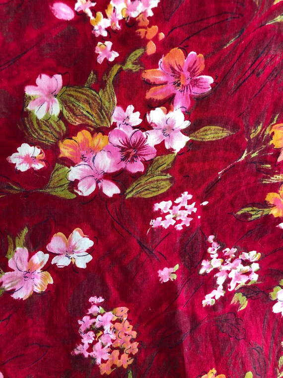1960s Red Floral Hawaiian Collared Shirt Sz Mediu… - image 8