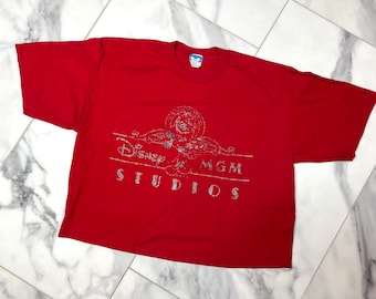 1980s Disney's MGM Studios T-Shirt Sz Medium // Mickey Disneyana Collectible Red Cotton