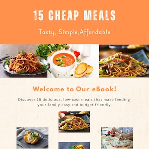 Cheap 15 easy meals ebook | 15 budget friendly recipes | Printable PDF | Instant download
