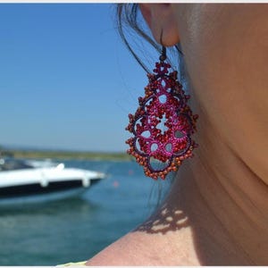 Statement Ohrringe &#39;Nicole&#39;, Schiffchenspitze Ohrringe, Perlenschmuck, einzigartige Ohrringe, Geschenk für sie, Bobo, viktorianisch