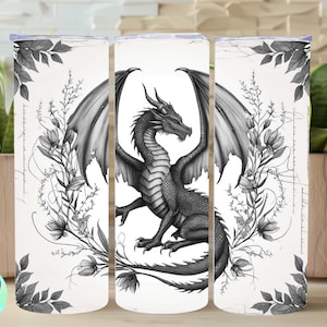 Dragon Book Tumbler Wrap, Romantasy Reader Dragon 20oz Skinny Tumbler Sublimation Design, Booktok Merch Tumbler Wrap, Digital Download