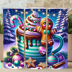 Gingerbread Cookie Tumbler Wrap: Christmas 20oz Skinny Tumbler (Digital Download