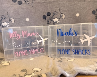 Personalised Kids Travel Compartment Snack Box for Travel, Plane, Cinema, Holiday Snacks