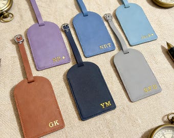 Personalisierter Vegan Leder Gepäckanhänger, Benutzerdefinierter Name Initialen Gepäckanhänger, Koffer ID Tag, Hochzeitsgeschenke, Leder Reiseset Geschenke