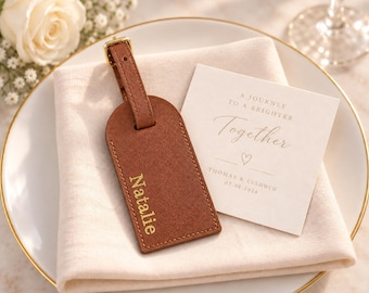Personalized Luggage Tag, Custom Name Vegan Leather Luggage Tag, Wedding Favor, Gift for Bridesmaid