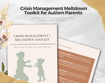 Crisis Management Meltdown Toolkit for Autism Parents – Printable Calming Strategies, Communication Prompts & Tracker PDF eBook