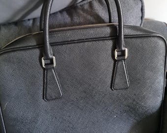 Prada Tasche/ Leder Prada Aktentasche/ gebraucht/ authentisch/ Herren oder Damen/ Prada Laptop Tasche/ schwarz/ Designer/ Leder/ high end Taschen/