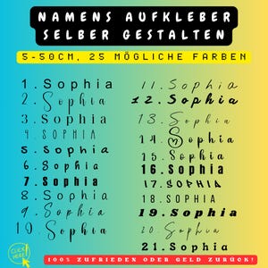 Name stickers, design your own name stickers as lettering to stick on drinking bottles, cars (indoor & outdoor), desired text