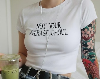 Y2K Halloween Crop Top | "Not Your Average Ghoul" Baby Tee