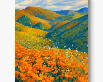 California Super Bloom Canvas Print, Oversized Wall Art