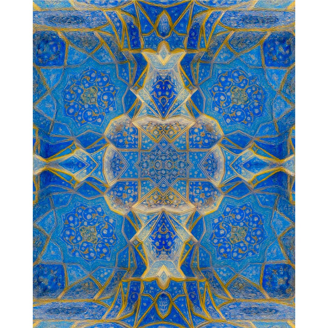 Iran Blue Tile Pattern Canvas Print, Persian Geometric Wall Art ...