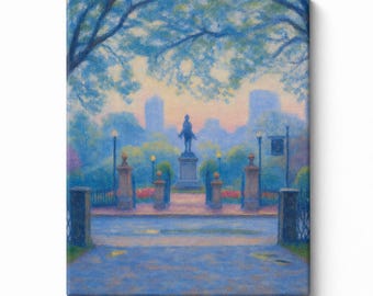 Boston Public Garden Statue Canvas Print, Oversized Wall Art