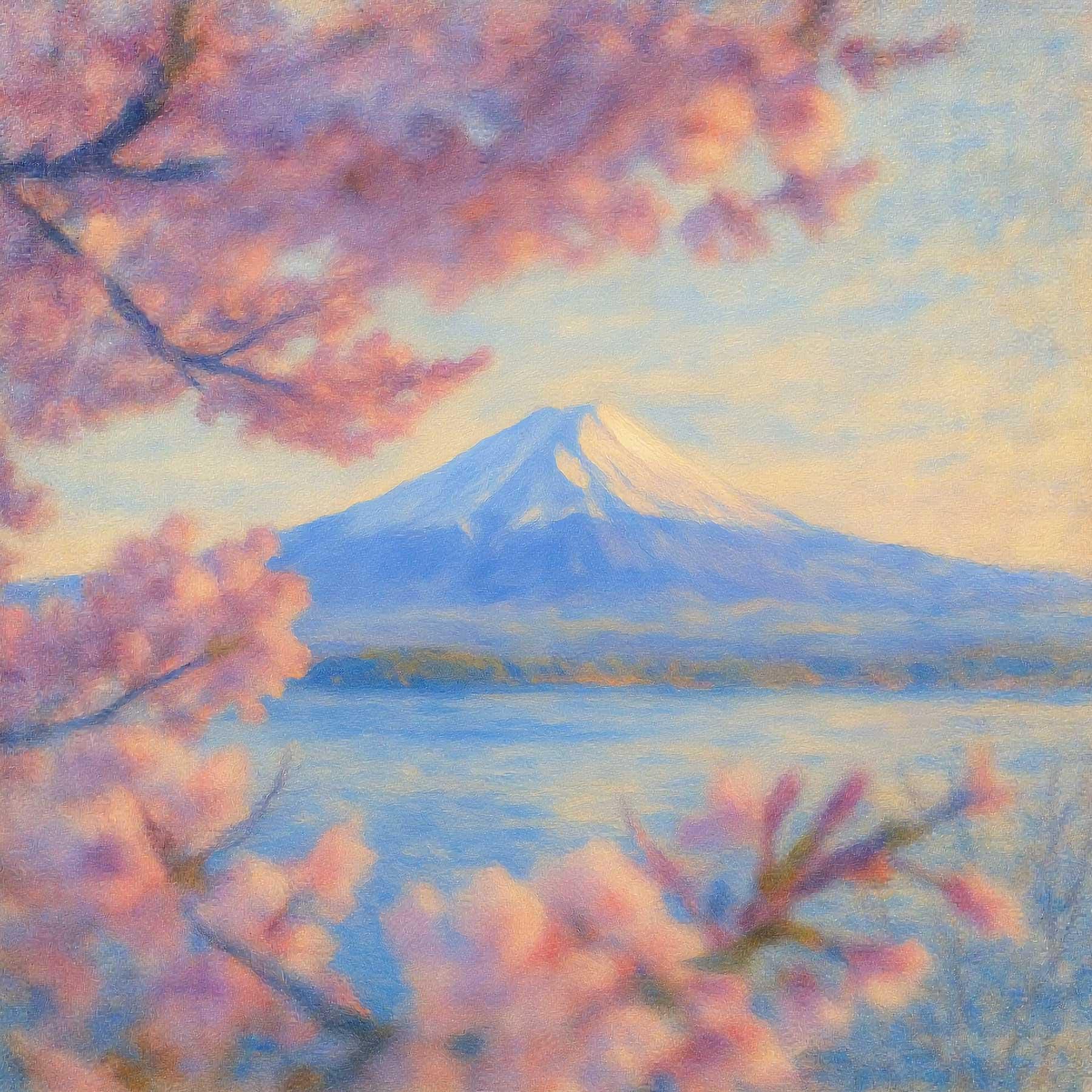 Mount Fuji Cherry Blossom Canvas Print, Japan Landscape Wall Art ...