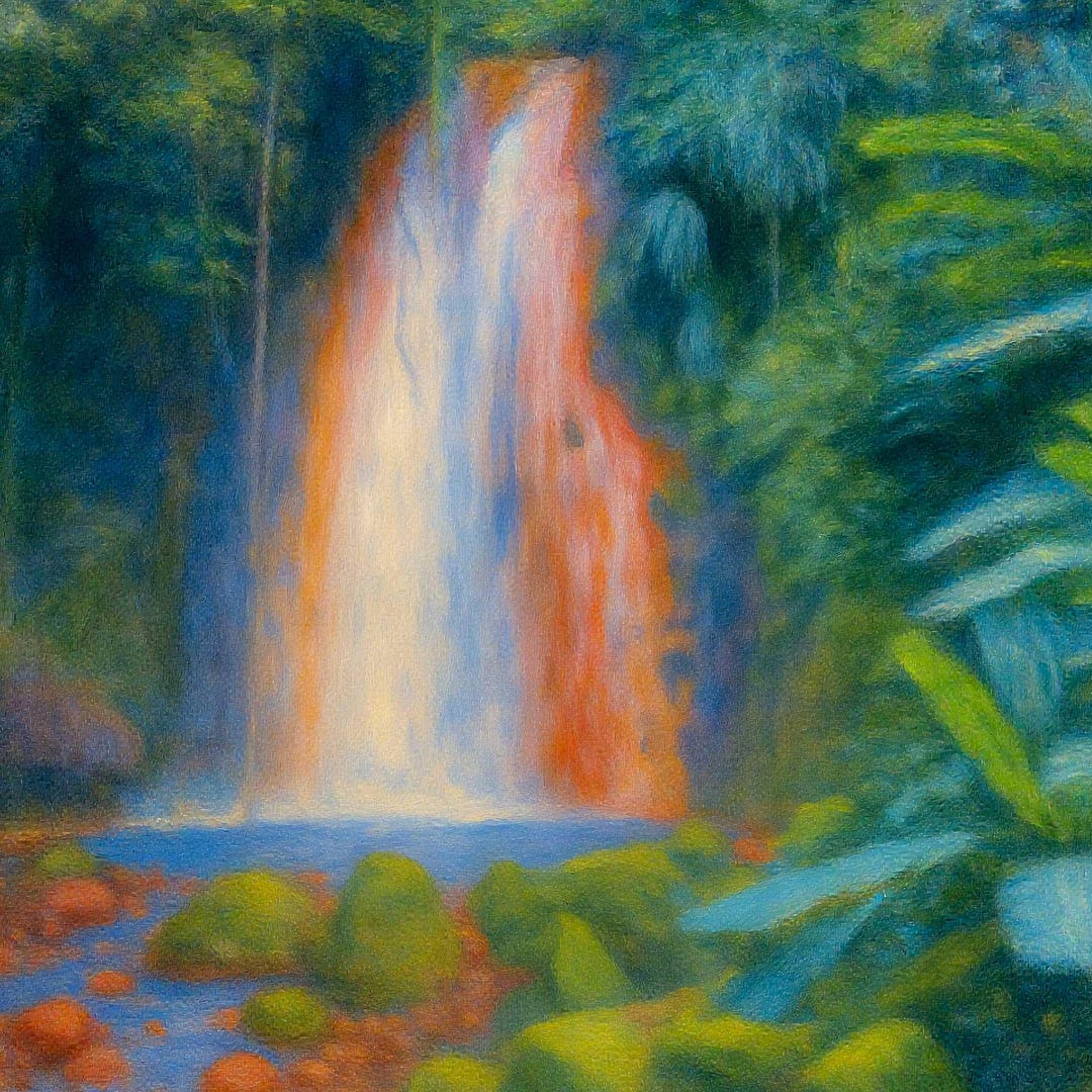 St Lucia Tropical Waterfall Canvas Print, Caribbean Jungle Wall Art ...