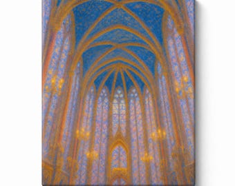 Paris Sainte Chapelle Stained Glass Canvas Print, Gothic Cathedral Interior Wall Art, Paris Church Painting, Romantic France Decor