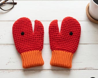 Lobster Claw Crochet Mittens Pattern | Funny Novelty Gloves | Easy Crochet Winter Mittens PDF
