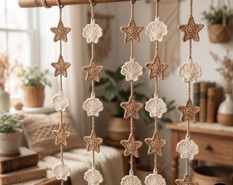 Star Shell Crochet Garland Pattern, Nautical Beach House Bunting (PDF Download)