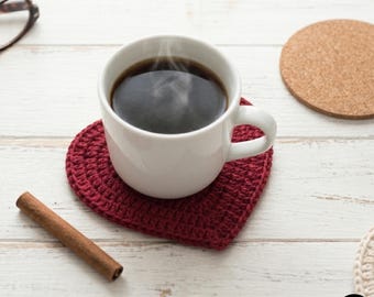 Herz Herz Untersetzer Häkelanleitung PDF Anleitung Valentinstag Mug Rug Anfänger Geschenkidee Sofort-Download Häkeln