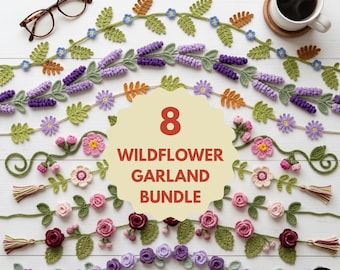 Crochet Wildflower Garland Pattern PDF | Floral Vine Wall Hanging Pattern | Crochet Flower Garland Pattern | Cottagecore Room Decor PDF