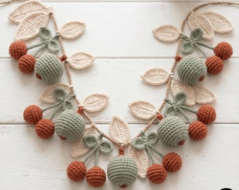 Woodland Crochet Garland Pattern - Autumn Harvest Home Decor PDF -  Crochet Fruit and Leaf Garland - Cottagecore Crochet Pattern