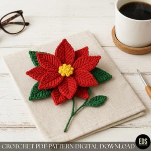 Schema all'uncinetto per la stella di Natale + BONUS schema per la rosa brattee a strati foglie centro PDF per principianti download immediato
