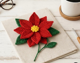 Poinsettia Flower Crochet Pattern + BONUS Rose pattern Layered Bracts Leaves Center Beginner Friendly PDF Instant Download