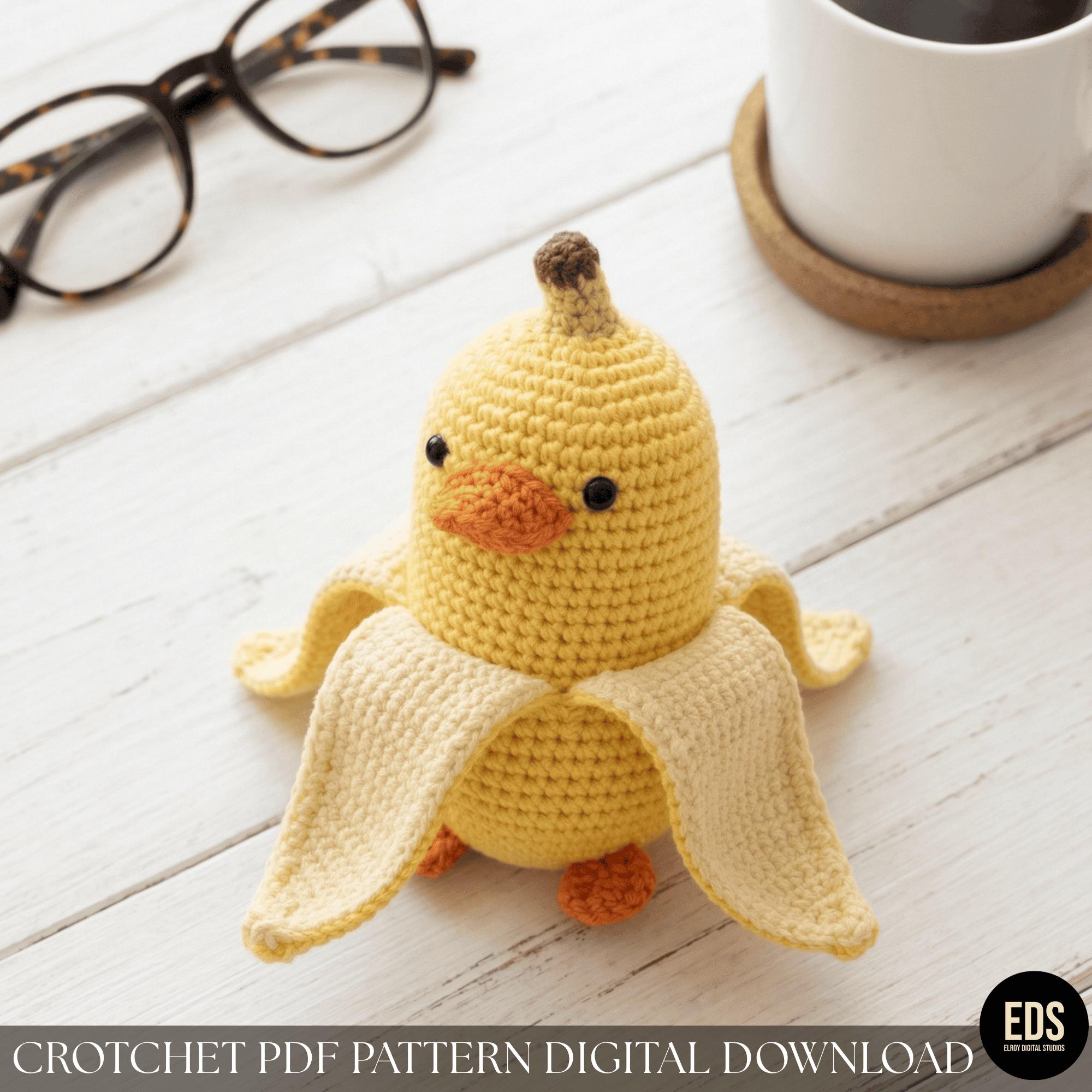40 Banana Crochet Patterns: Play Food, Amigurumi, Pouches, and More 23 Banana Duck Amigurumi crochet pattern Fruit Animal Plush