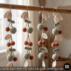Woodland Crochet Garland Pattern - Autumn Harvest Home Decor PDF -  Crochet Fruit and Leaf Garland - Cottagecore Crochet Pattern
