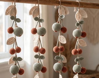 Padrão de Guirlanda de Crochê para Decoração de Outono em PDF - Guirlanda de Frutas e Folhas em Crochê - Padrão de Crochê Estilo Campestre