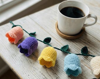 Spring Crochet Pattern Floral Nursery Decor PDF Mother's Day Gift Idea Pastel Crochet Flower Garland