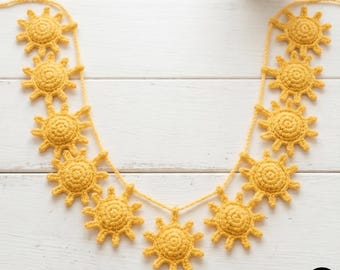 Sun Crochet Garland Pattern PDF - Golden Sunbeam Garland | Boho Nursery Bunting Wall Decor | Easy Beginner Friendly Crochet