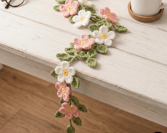 Crochet Flower Vine Garland Pattern PDF, Wildflower Garland Crochet Pattern, Leaf Vine Home Decor, Beginner Intermediate, Instant Download