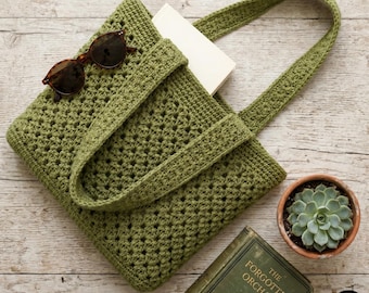 Granny Stitch Tote Bag Crochet Pattern PDF,  Worsted Cotton Market Bag, US Terms Tutorial Summer Market Tote Crochet Pattern