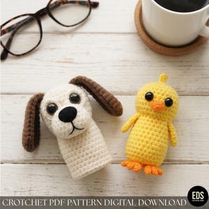Animal Chair Leg Cozy Crochet Pattern Set | Puppy Dog & Yellow Chick | Cute Furniture Sock PDF Tutorial