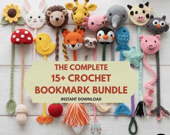 15+ Handmade Crochet Animal Bookmark Bundle  Cute Amigurumi Book Tracker    Rabbit Pig Hedgehog Mushroom Bookmarks  Gift for Book Lovers