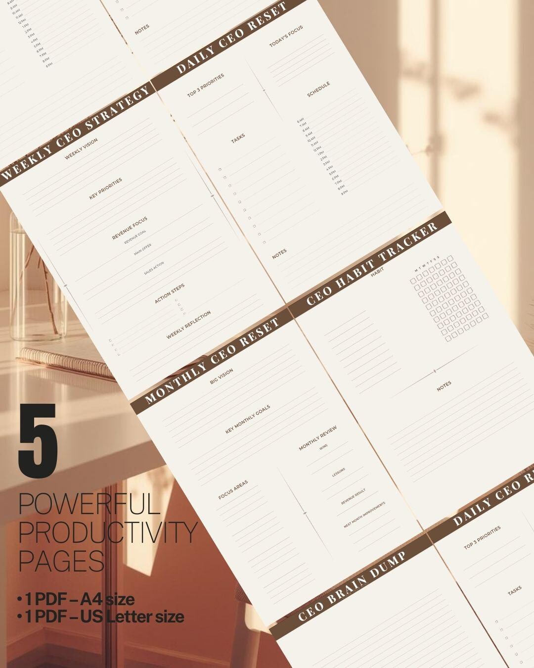 CEO Reset Planner | Girl Boss Productivity Planner | Minimal Business ...