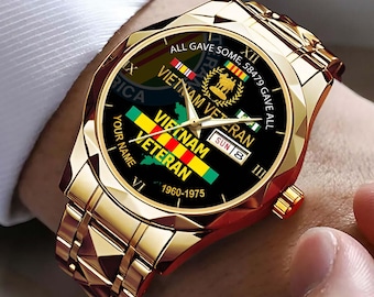 Spersonalizowany zegarek dla weterana wojny w Wietnamie, dumny zegarek dla weterana, znaczący prezent na Dzień Ojca, prezent na Dzień Weterana dla taty lub dziadka
