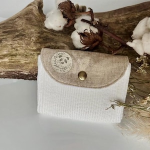 Monedero de terciopelo blanco y lino dorado – Interior de lunares dorados – Joyas doradas – Hecho a mano, elegante y refinado